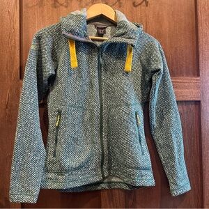 Women's Rab Amy Hoody Textured Green with Yellow Details